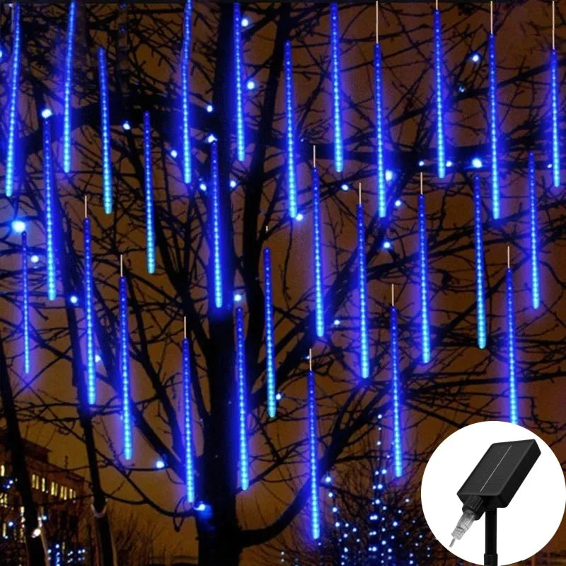 Luces LED Efecto Lluvia con Placa Solar