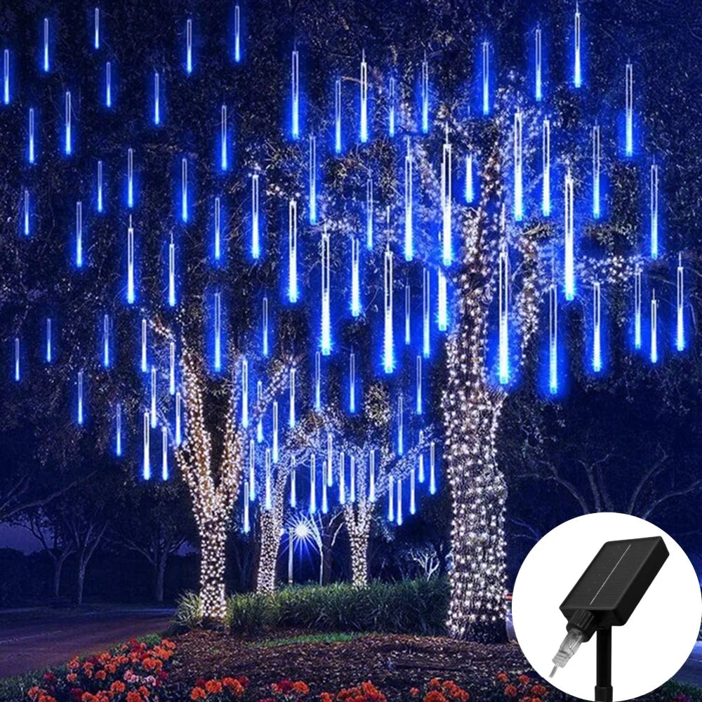 Luces LED Efecto Lluvia con Placa Solar