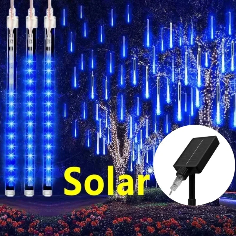 Luces LED Efecto Lluvia con Placa Solar