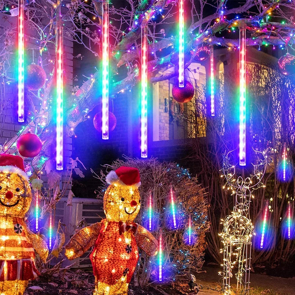 Luces LED Efecto Lluvia con Placa Solar