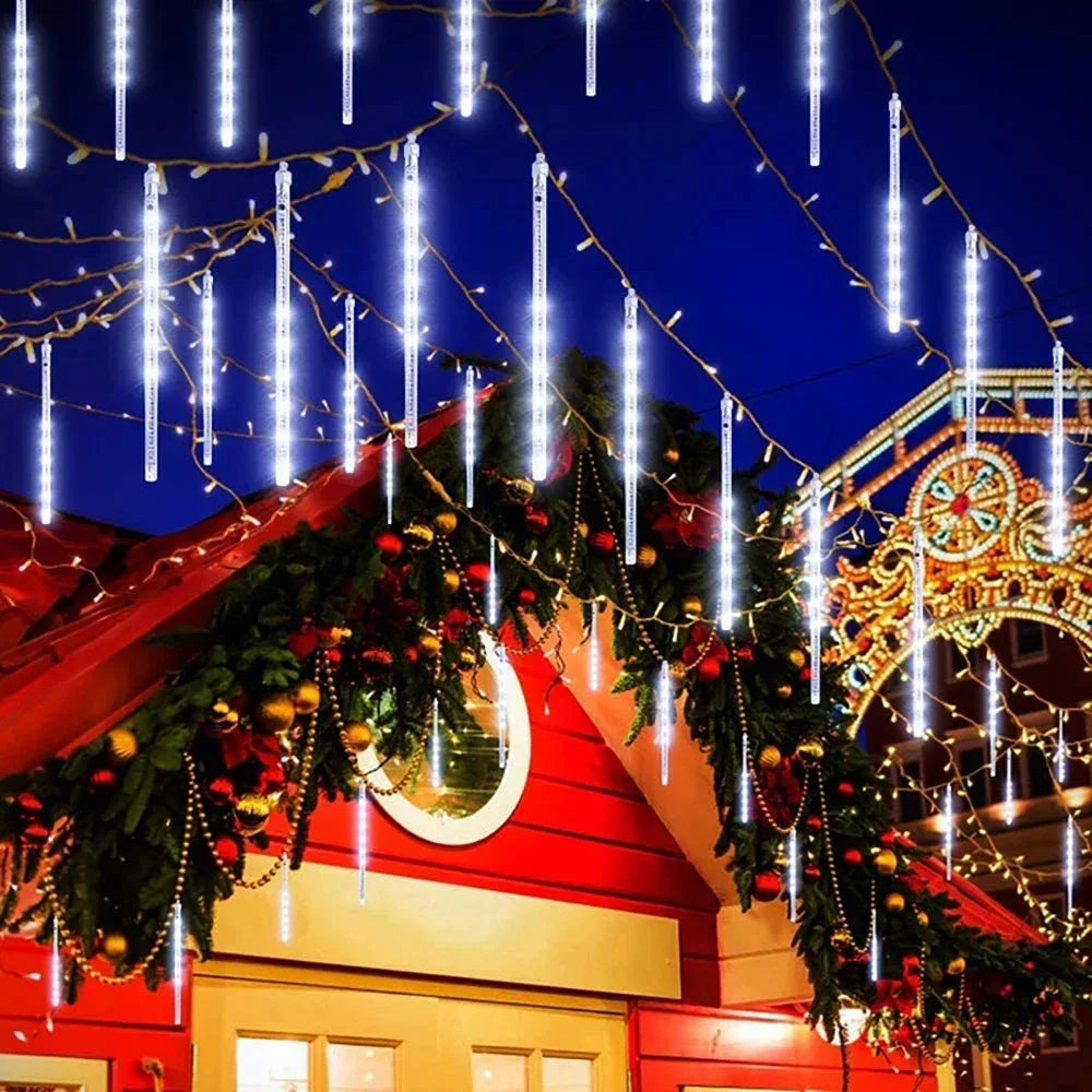 Luces LED Efecto Lluvia con Placa Solar